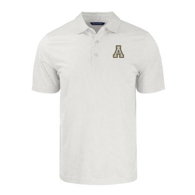 App State Cutter & Buck Symmetry Print Polo WHITE/POLISHED
