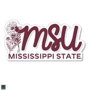  Mississippi State 3.25 Inch Flowers Script Rugged Sticker Decal