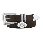  Mississippi State Zep- Pro Brown Leather Concho Tip Belt