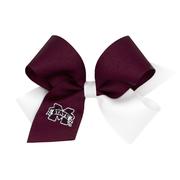  Mississippi State Wee Ones Medium Two- Tone Grograin With Embroidered Logo Bow