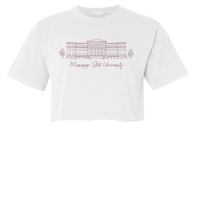 Mississippi State Summit Campus Building Script Comfort Colors Cropped Tee