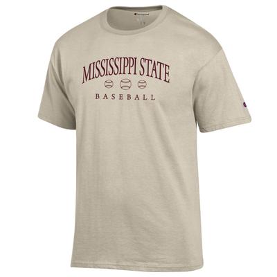 Mississippi State Champion Women's Arch Baseball Tee OATMEAL