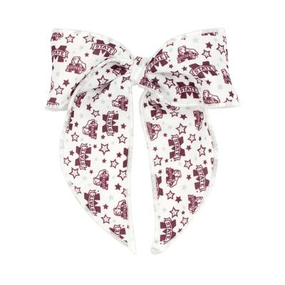 Mississippi State Wee Ones Medium Signature Collegiate Logo Print Fabric Bowtie With Knot and Tails
