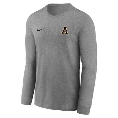 App State Nike Dri-Fit Legend Small Logo Long Sleeve Tee DK_GREY_HTHR