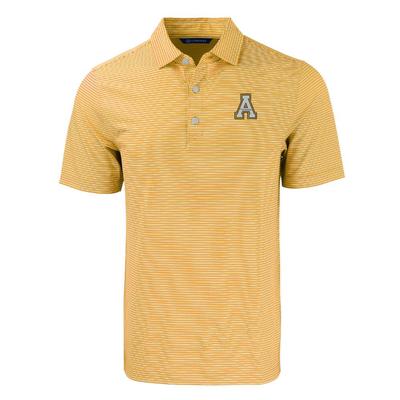 App State Cutter & Buck Forge Eco Double Stripe Stretch Recycled Polo GOLD