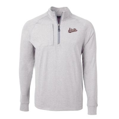 Mississippi State Cutter & Buck Adapt Eco Knit Heather 1/4 Zip Pullover