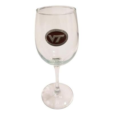Virginia Tech Maroon Label Wine Glass