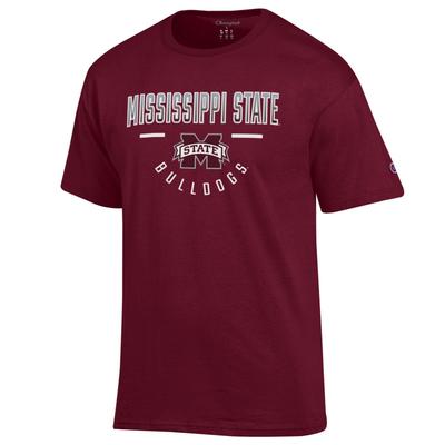 Mississippi State Champion Straight Over Logo Reverse Arch Tee