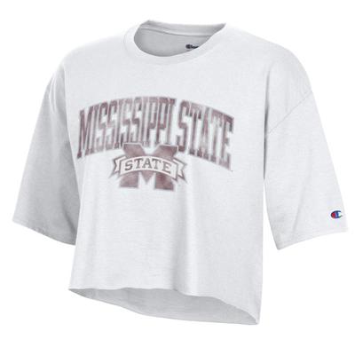 Mississippi State Champion Women's Giant Arch Boyfriend Cropped Tee