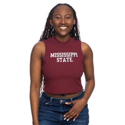 Mississippi State Zoozatz Mock Neck Ribbed Tank Top