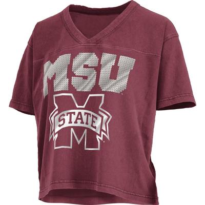 Mississippi State Pressbox Women's Teagan Waist Length V Neck Jersey