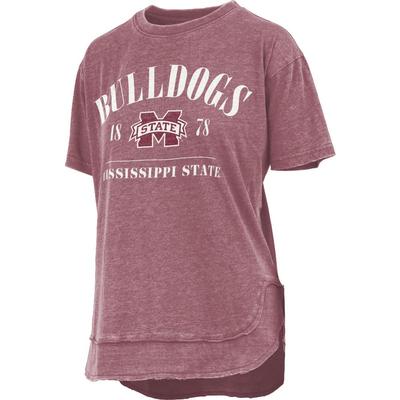 Mississippi State Pressbox Women's Hangleton Vintage Poncho Tee MAROON