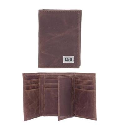 LSU Leather Tri-Fold Wallet