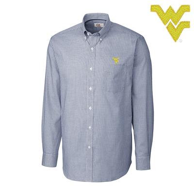 West Virginia Cutter and Buck Tattersall Woven Dress Shirt