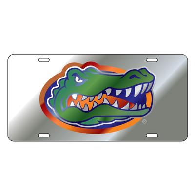 Florida License Plate Silver Gator Head
