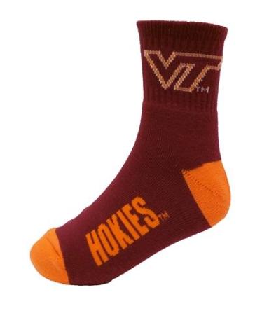  Virginia Tech Logo Quarter Crew Socks