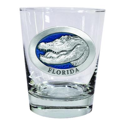 Heritage Pewter Alligator Rocks Glass (Blue Emblem)