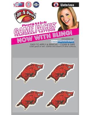Arkansas Fan Dazzler Face Tattoos (4-Pack)