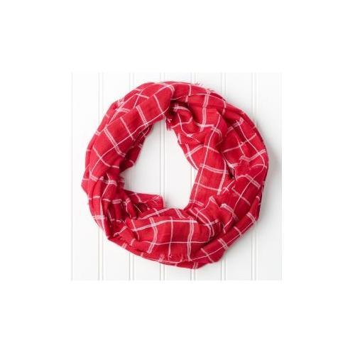 Cardinal And White Beach Plaid Infinity Scarf