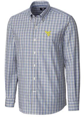 West Virginia Cutter And Buck Gilman Plaid Woven