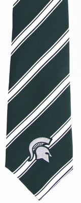 Michigan State Woven Polyester Stripe Tie 