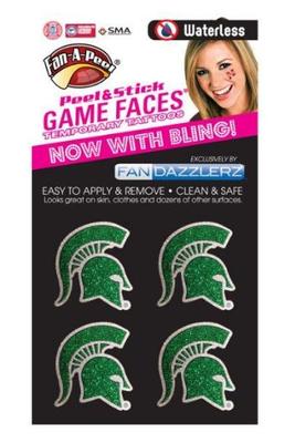 Michigan State Dazzler Face Tattoo (4 Pack)