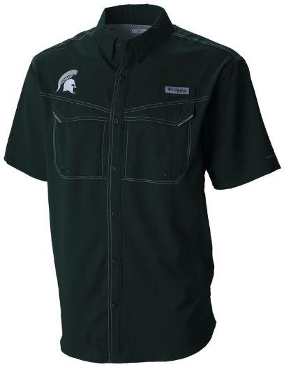 Michigan State Columbia Low Drag Off Shore Short Sleeve Woven Shirt