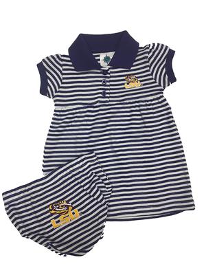LSU Infant Striped Dress w/ Bloomer