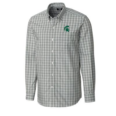 Michigan State Cutter And Buck Gilman Plaid Woven