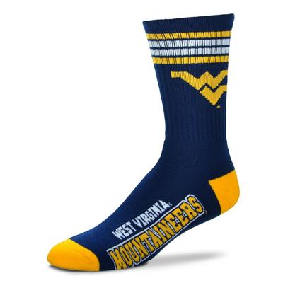West Virginia 4 Stripe Deuce Socks