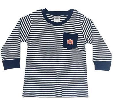 Auburn Toddler Striped Long Sleeve Pocket Tee