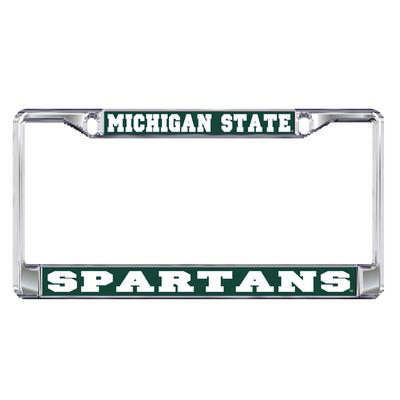 Michigan State Spartans,Team Color,6 x 12.25-inches NCAA Rico Industries  Bling Chrome License Plate Frame with Glitter Accent 