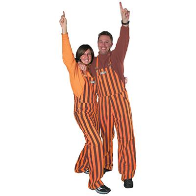 Orange and Maroon Adult Game Bibs Striped Overalls