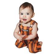  Maroon And Orange Infant Game Bibs Striped Overalls