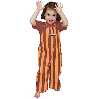Maroon and Orange Toddler Game Bibs Striped Overalls