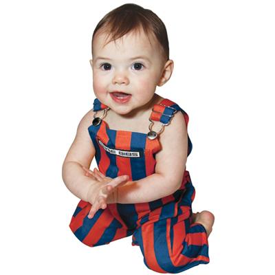 Royal and Orange Infant Game Bibs Striped Overalls