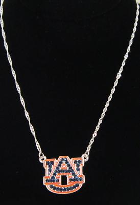 Auburn Rhinestone Logo Necklace