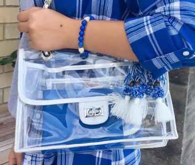 Silver And Royal Evie Chain Clear Bag With Tassel