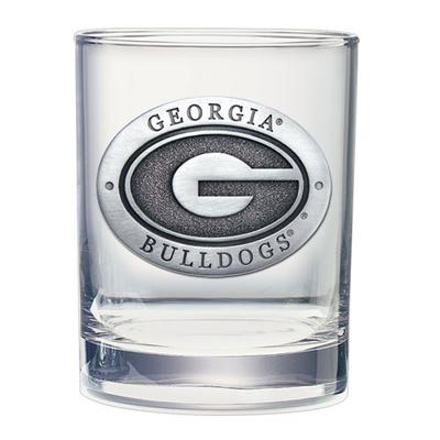 Georgia Double Old Fashioned Glass Pewter Emblem