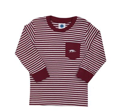 Arkansas Toddler Striped Long Sleeve Pocket Tee
