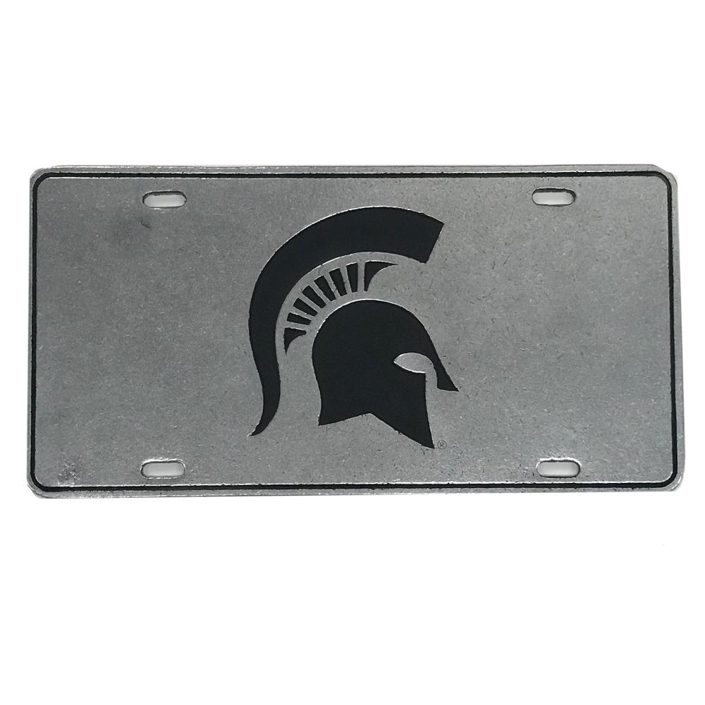 MSU Michigan State Spartan Pewter License Plate Alumni Hall