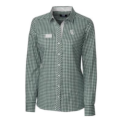 Michigan State Cutter & Buck Women's Gingham Buttondown Shirt