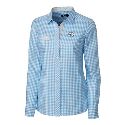 UNC Cutter & Buck Women's Gingham Buttondown Shirt