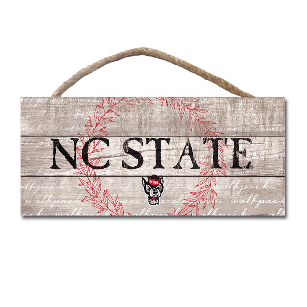 Nc State Legacy Laurels Wooden Plank Hanging Sign - 10