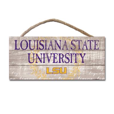 LSU Legacy Laurels Wooden Plank Hanging Sign