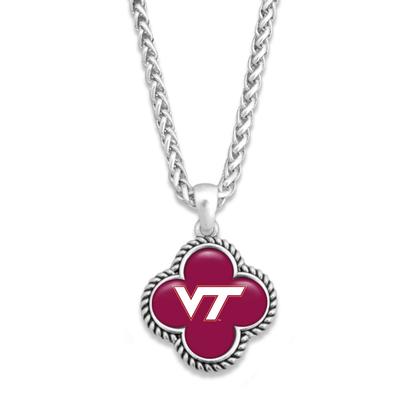 Virginia Tech Quatrefoil Domed Bead Necklace