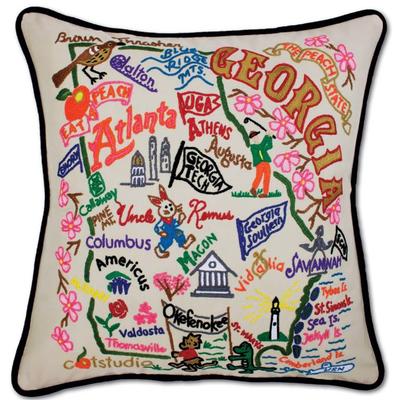 State of Georgia Hand Embroidered Pillow
