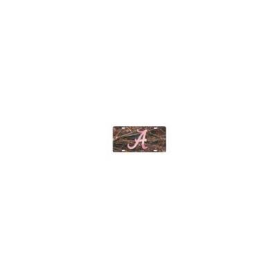 Alabama License Plate Camo/Pink Script A