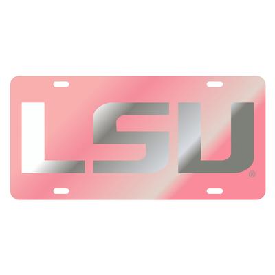 LSU License Plate Pink LSU Logo