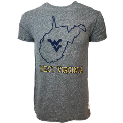 West Virginia Retro Brand State Outline Streaky Tee